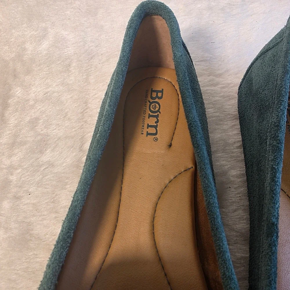 Born Driving Loafers Teal Green Suede Moccasins Flats Womens 9.5 NEW
